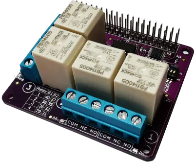 qRecon: Raspberry Pi Relay HAT - 4 relay, selectable GPIO & Active H/L